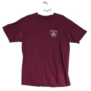 Hard Luck Men's M Burgundy T-Shirt Skull Skater Streetwear Short Sleeve Crewneck
